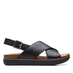 Women's Clarks Elayne Cross Sandals Black | CLK621NFK