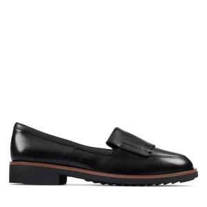 Women's Clarks Griffin Kilt Flat Shoes Black | CLK634ANS