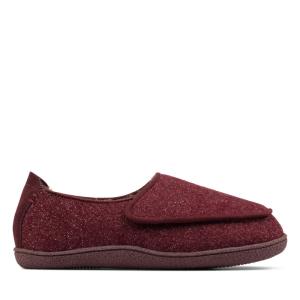 Women's Clarks Home Charm Slippers Burgundy | CLK124KYW