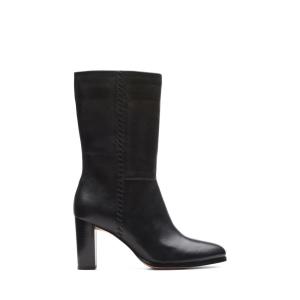 Women's Clarks Karamo Mid Heeled Boots Black | CLK216PSN