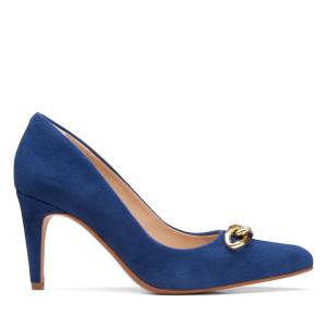 Women's Clarks Laina85 Trim Heels Shoes Blue | CLK981GOK