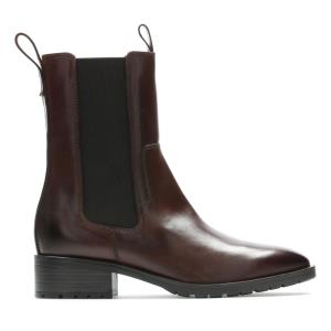 Women's Clarks Lydia Top Chelsea Boots Brown | CLK041QUK