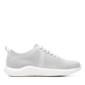 Women's Clarks Nova Glint Flat Shoes Light Grey | CLK879UPM