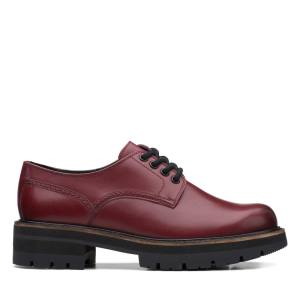 Women's Clarks Orianna Derby Flat Shoes Red | CLK021MRS