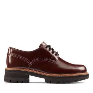 Women's Clarks Orianna Derby Flat Shoes Burgundy | CLK068TFI