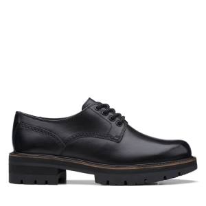 Women's Clarks Orianna Derby Flat Shoes Black | CLK198XLV