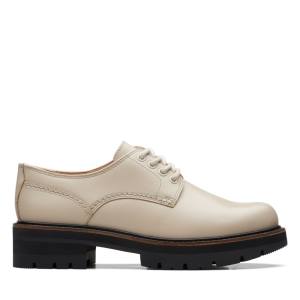 Women's Clarks Orianna Derby Flat Shoes Beige | CLK587MCJ