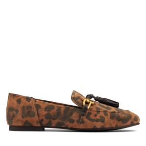 Women's Clarks Pure 2 Tassel Ballet Flats Leopard | CLK529SAP