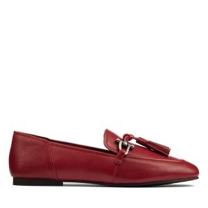 Women's Clarks Pure 2 Tassel Ballet Flats Red | CLK561MCF