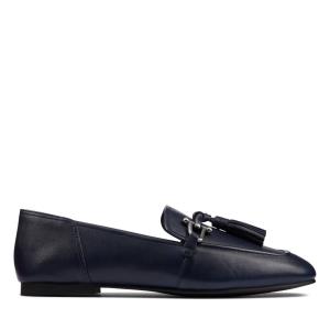 Women's Clarks Pure 2 Tassel Ballet Flats Navy | CLK631MKI