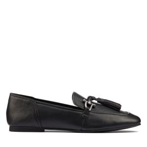 Women's Clarks Pure 2 Tassel Ballet Flats Black | CLK753YXG