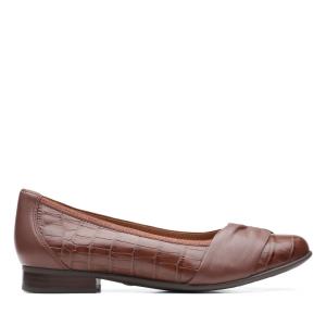 Women's Clarks Un Blush Wish Flat Shoes Dark Brown | CLK307PMV