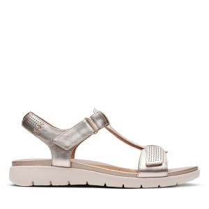 Women's Clarks Un Haywood Sandals Gold Metal | CLK740SPV