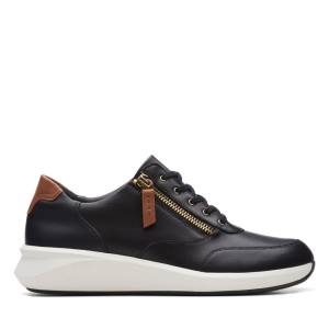 Women's Clarks Un Rio Zip Sneakers Black | CLK941MDT