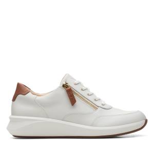 Women's Clarks Un Rio Zip Sneakers White | CLK580ZPC