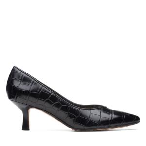 Women's Clarks Violet 55 Court Heels Shoes Black | CLK761GQC