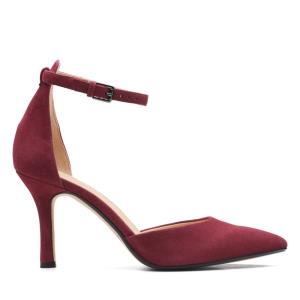 Women's Clarks Violet 85 Strap Heels Shoes Red | CLK309MJY
