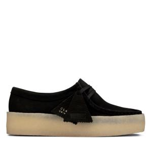 Women's Clarks Wallabee Cup Black Shoes Black | CLK574TBH