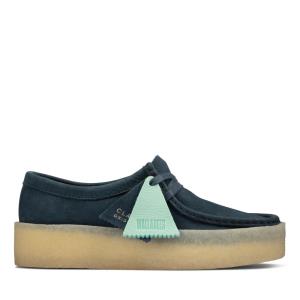 Women's Clarks Wallabee Cup Flat Shoes Blue | CLK846EWI