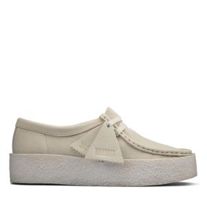 Women's Clarks Wallabee Cup Flat Shoes White | CLK437AWK