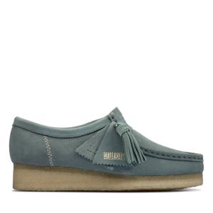 Women's Clarks Wallabee Flat Shoes Blue | CLK894ZNI