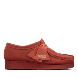 Women's Clarks Wallabee Flat Shoes Dark Pink | CLK975ERH