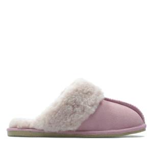 Women's Clarks Warm Lux Slippers Rose | CLK365NBE