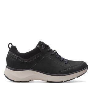 Women's Clarks Wave 2.0 Lace. Flat Shoes Black | CLK879BQG