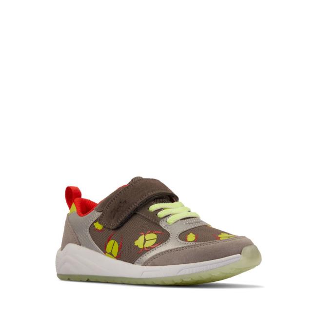 Boys' Clarks Aeon Glow Kid School Shoes Grey | CLK764GHO