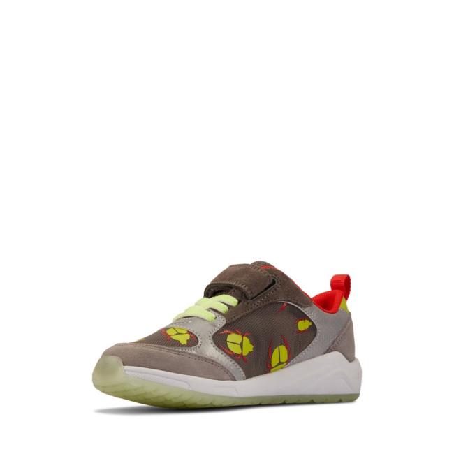 Boys' Clarks Aeon Glow Kid School Shoes Grey | CLK764GHO