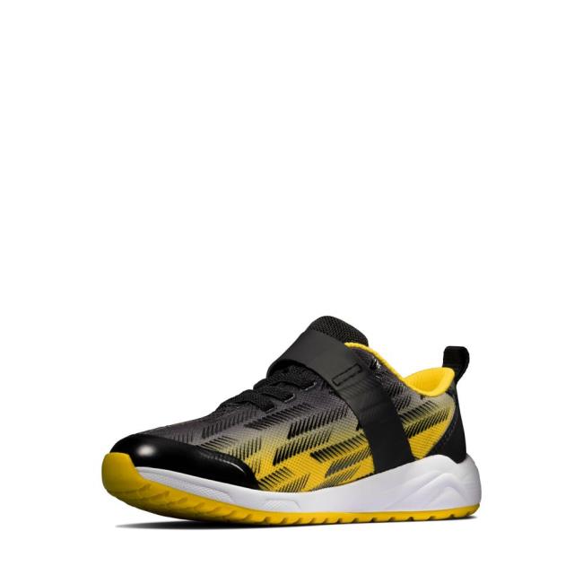 Boys' Clarks Aeon Pace Kid Sneakers Black / Yellow | CLK895RVE