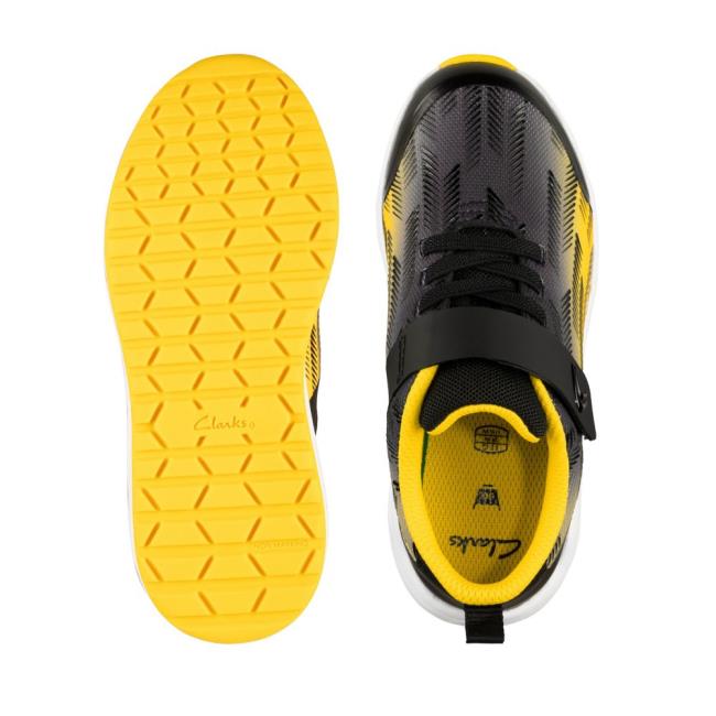 Boys' Clarks Aeon Pace Youth Sneakers Black / Yellow | CLK274OMU