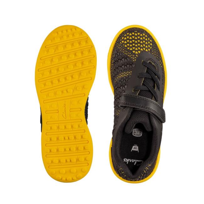 Boys' Clarks Award Swift Kid Sneakers Black / Yellow | CLK675XJH