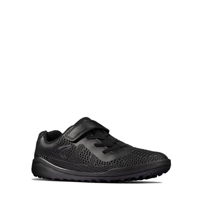 Boys' Clarks Award Swift Youth Sneakers Black | CLK539BTQ