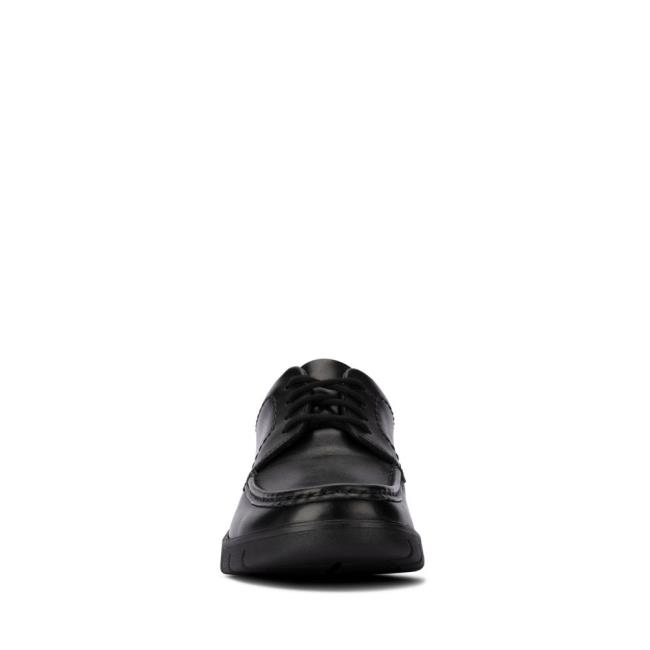 Boys' Clarks Branch Lace Youth School Shoes Black | CLK840BHM