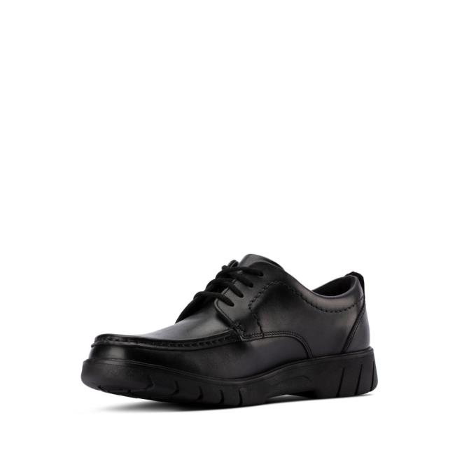 Boys' Clarks Branch Lace Youth School Shoes Black | CLK840BHM