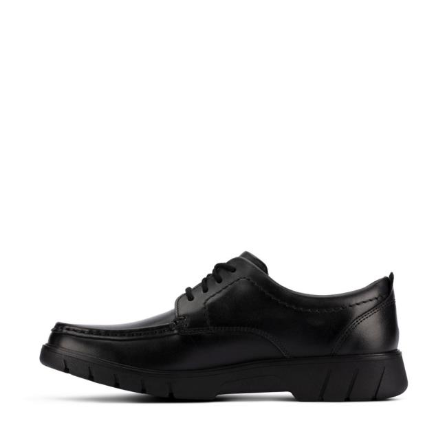 Boys' Clarks Branch Lace Youth School Shoes Black | CLK840BHM