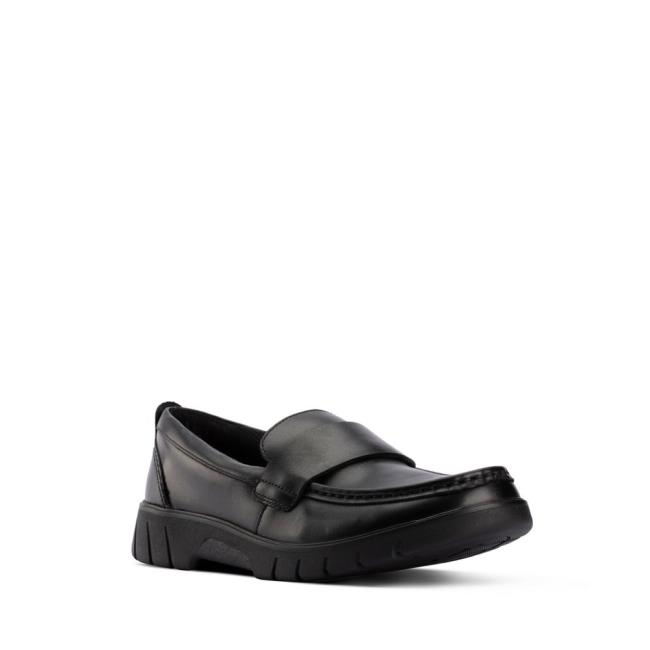 Boys' Clarks Branch Slip Youth School Shoes Black | CLK567ENV