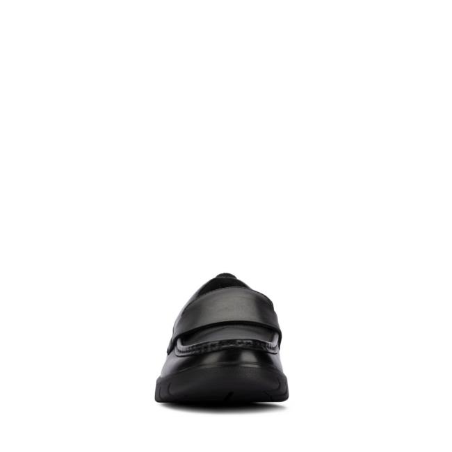 Boys' Clarks Branch Slip Youth School Shoes Black | CLK567ENV