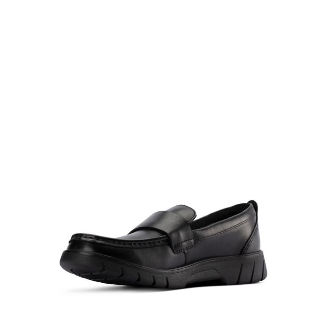 Boys' Clarks Branch Slip Youth School Shoes Black | CLK567ENV