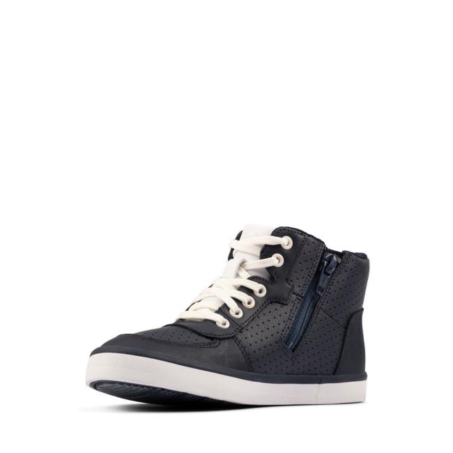 Boys' Clarks City Flake Kid Sneakers Navy | CLK012CKU