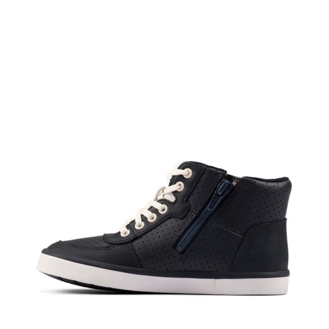 Boys' Clarks City Flake Kid Sneakers Navy | CLK012CKU