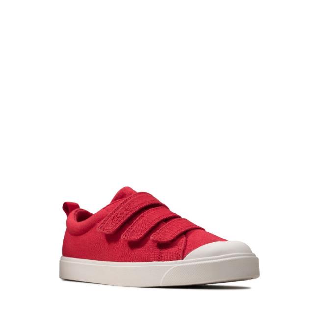 Boys' Clarks City Vibe Kid Canvas Shoes Red | CLK042OID