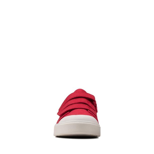 Boys' Clarks City Vibe Kid Canvas Shoes Red | CLK042OID