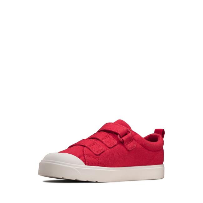 Boys' Clarks City Vibe Kid Canvas Shoes Red | CLK042OID