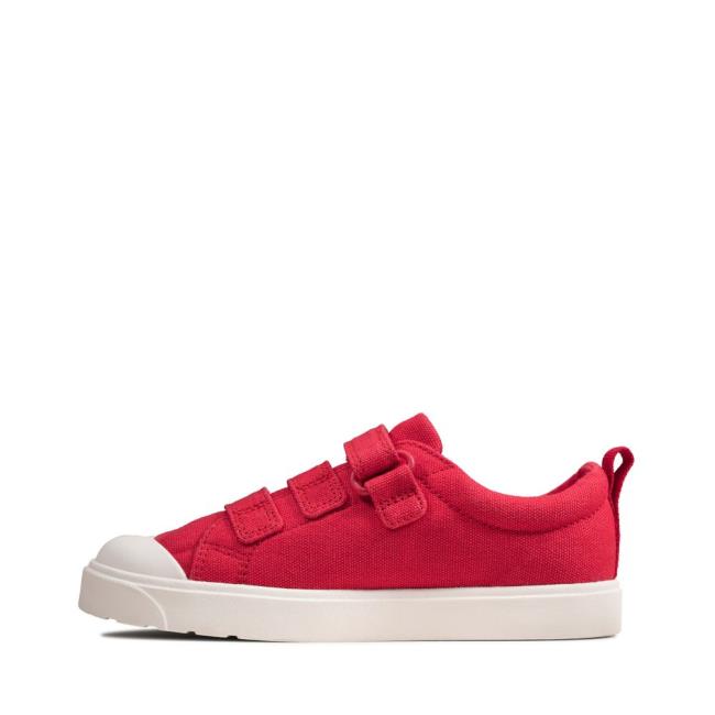 Boys' Clarks City Vibe Kid Canvas Shoes Red | CLK042OID