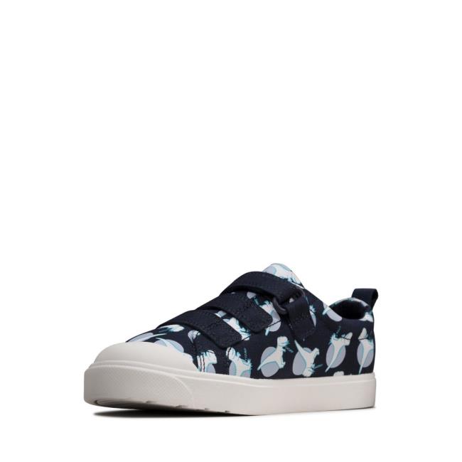 Boys' Clarks City Vibe Kid Canvas Shoes Navy | CLK185KPH