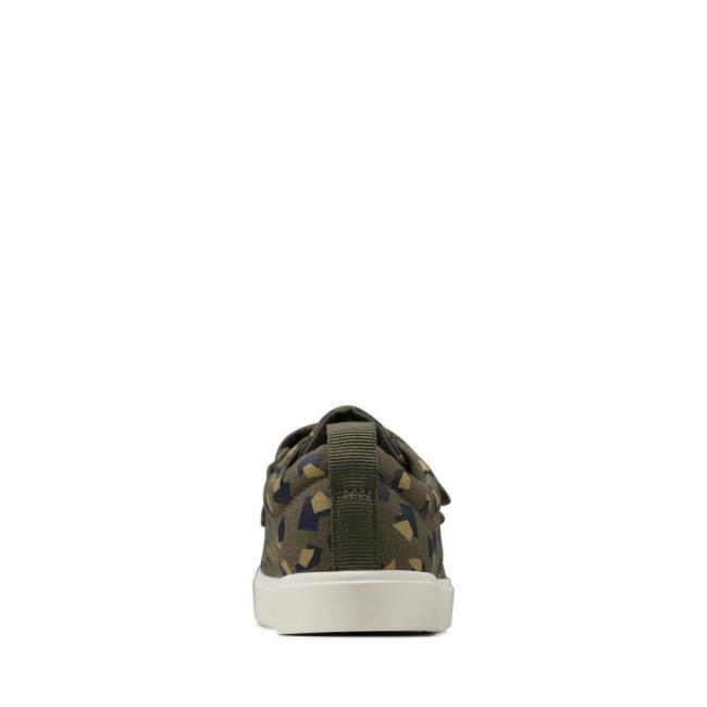 Boys' Clarks City Vibe Kid Canvas Shoes Olive Camo | CLK601OXJ