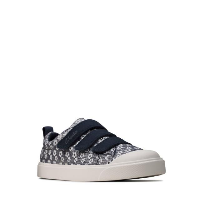 Boys' Clarks City Vibe Kid Canvas Shoes Navy | CLK675KLS