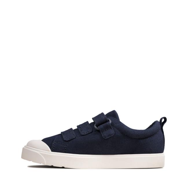 Boys' Clarks City Vibe Kid Canvas Shoes Navy | CLK786LOP